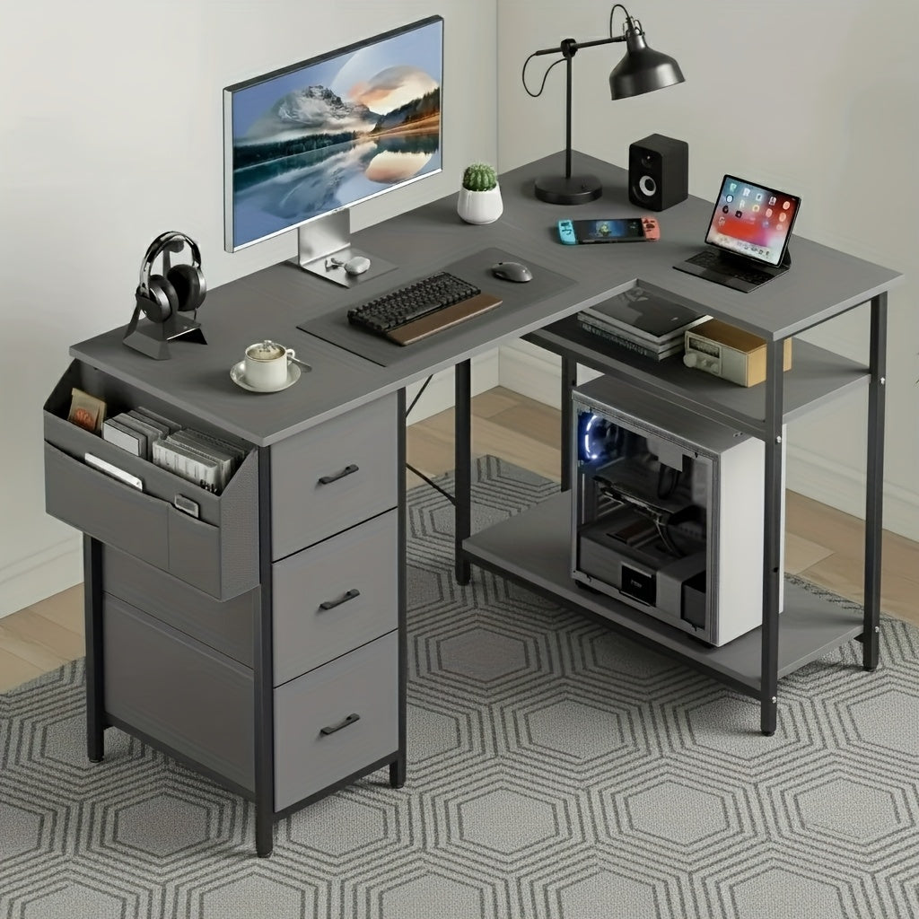 Scrivania angolare, Nero per smart working e ufficio – vista dettagliata 7
