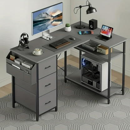 Scrivania angolare, Nero per smart working e ufficio – vista dettagliata 7