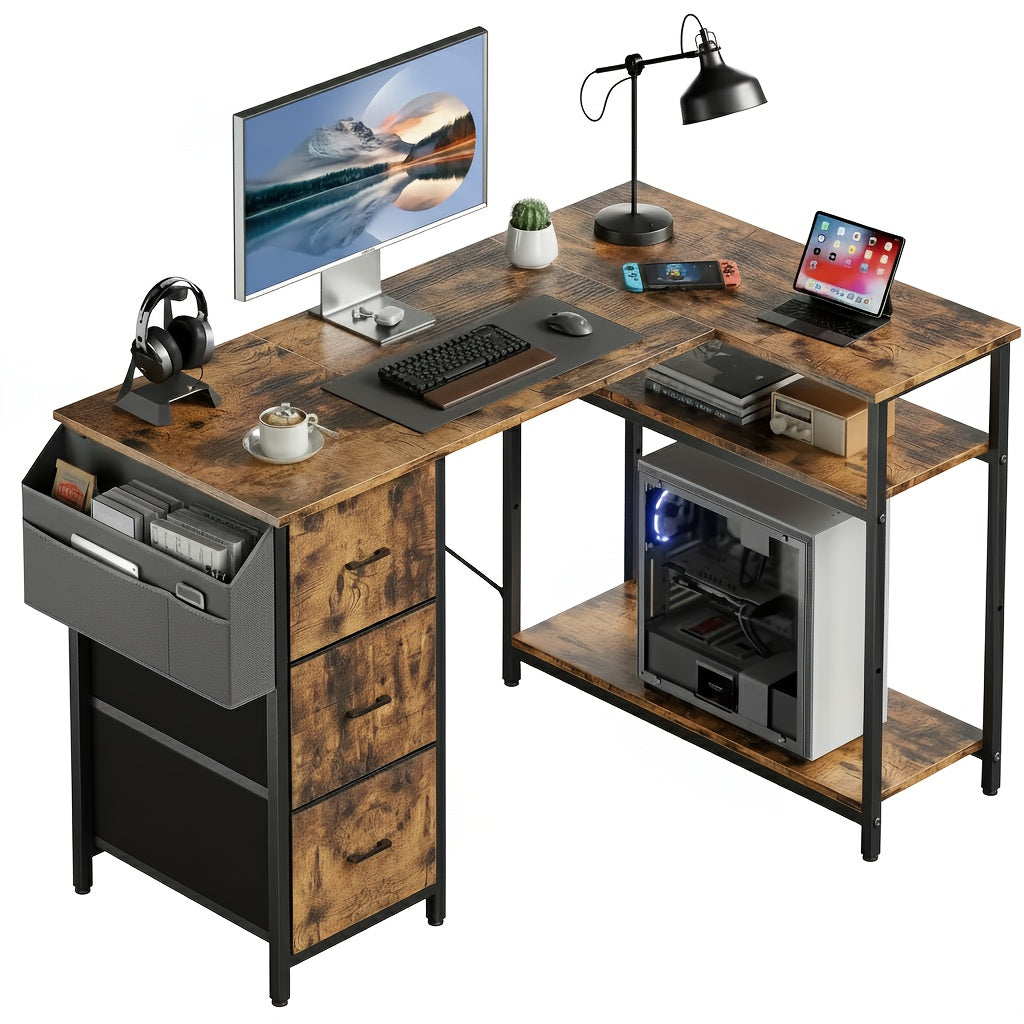 Scrivania angolare, Nero per smart working e ufficio – vista dettagliata 18
