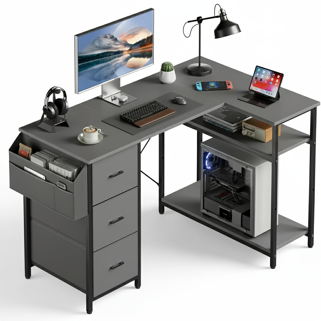 Scrivania angolare, Nero per smart working e ufficio – vista dettagliata 19