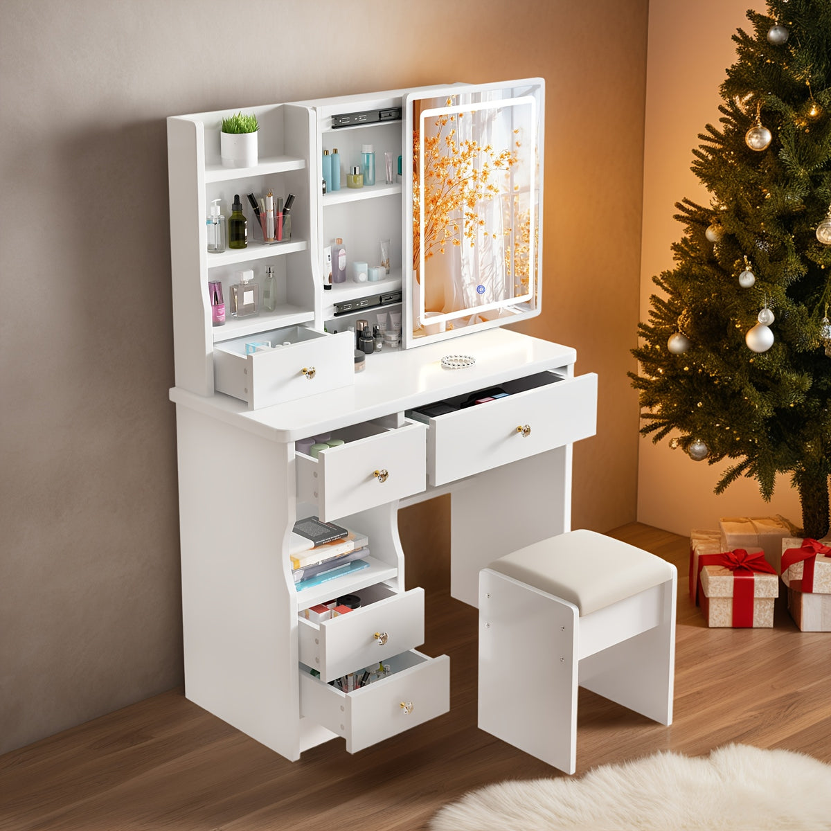 Scrivania per computer, Bianco per smart working e ufficio – vista dettagliata 6