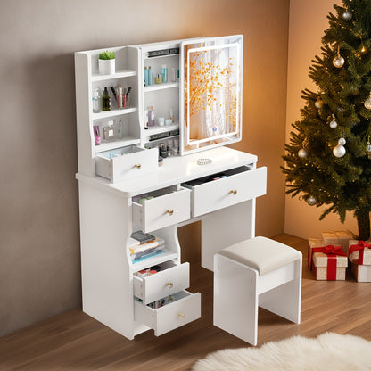 Scrivania per computer, Bianco per smart working e ufficio – vista dettagliata 6