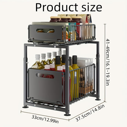 Scrivania per computer, Organizzatore a 2 ripiani per sottolavello per smart working e ufficio – vista dettagliata 3