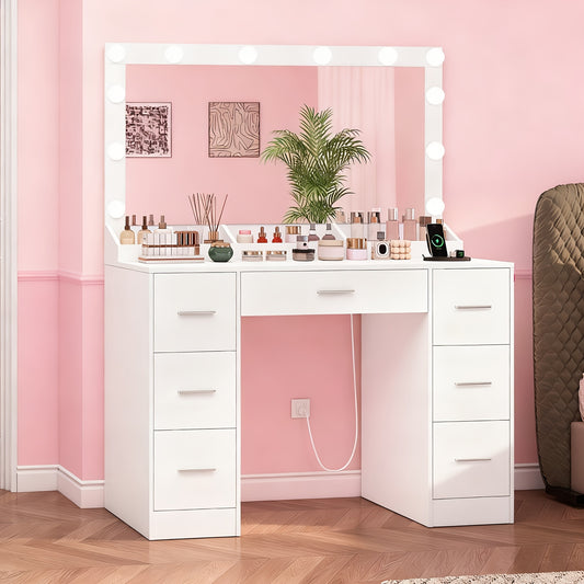 Scrivania per computer, tavolo da trucco con 12 luci LED per ufficio – vista principale
