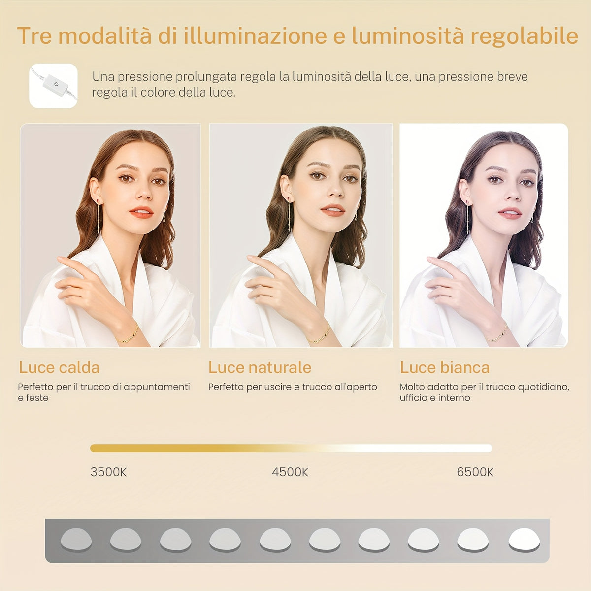 Scrivania per computer, tavolo da trucco con 12 luci LED per ufficio – vista dettagliata 3