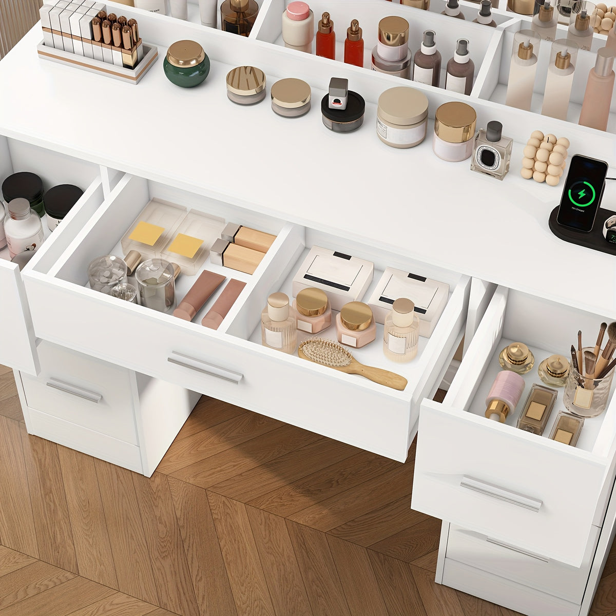 Scrivania per computer, tavolo da trucco con 12 luci LED per ufficio – vista dettagliata 6