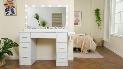 Scrivania per computer, tavolo da trucco con 12 luci LED per ufficio – vista dettagliata 8