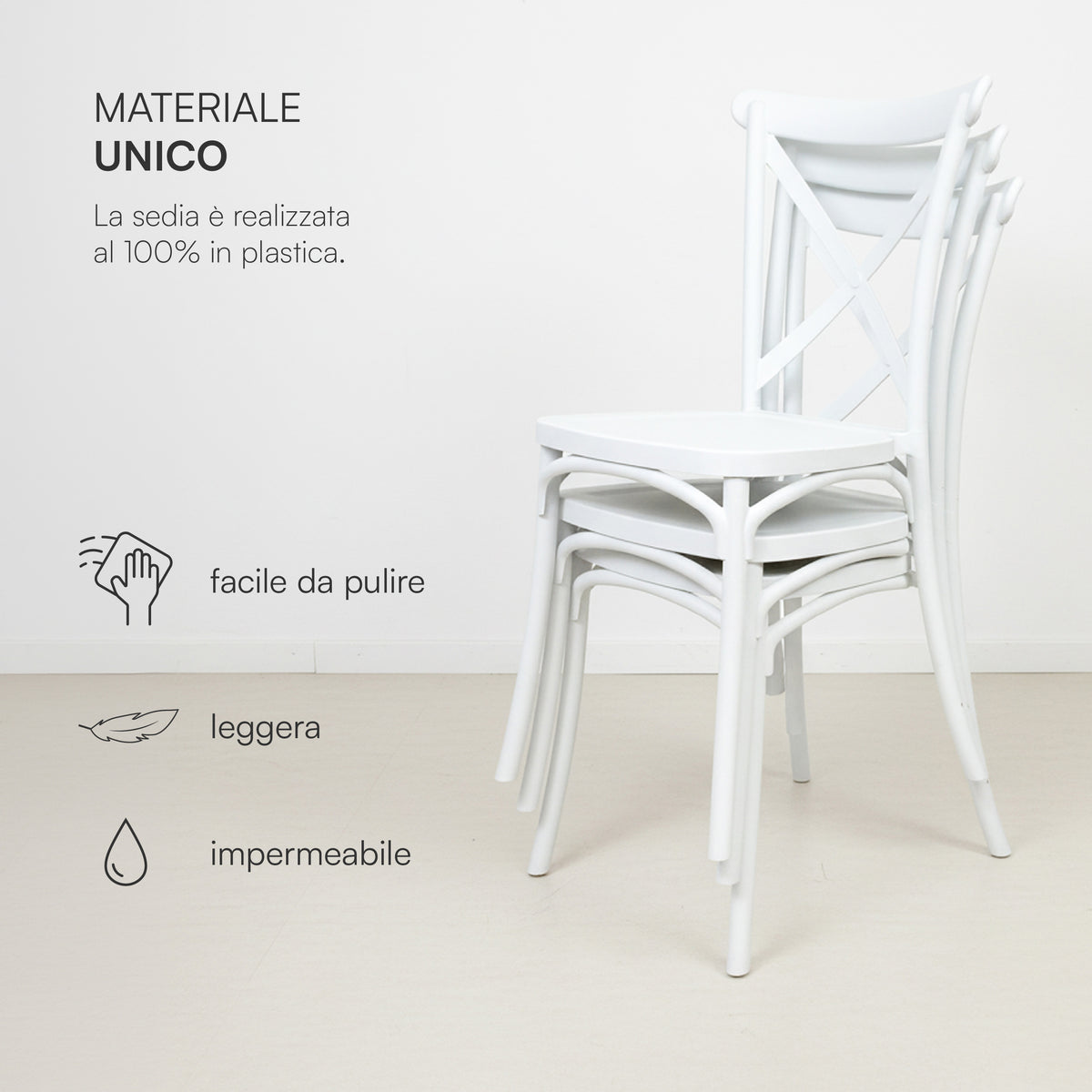 Sedia, BIANCO per seduta – vista dettagliata 9