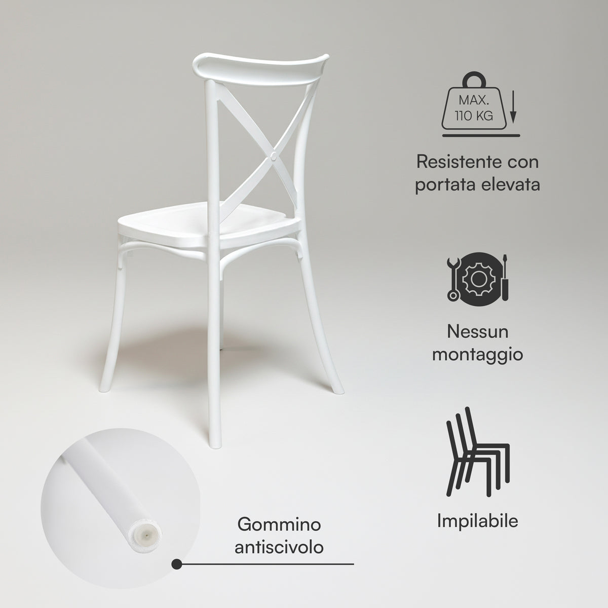 Sedia, BIANCO per seduta – vista dettagliata 12