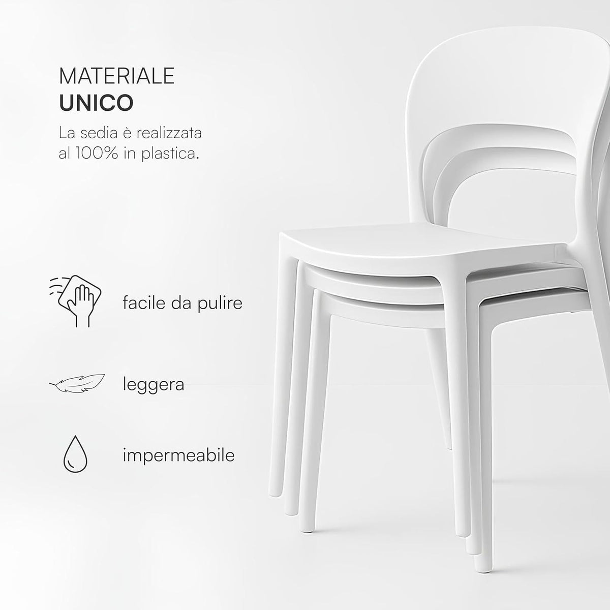 Sedia, BIANCO per seduta – vista dettagliata 16