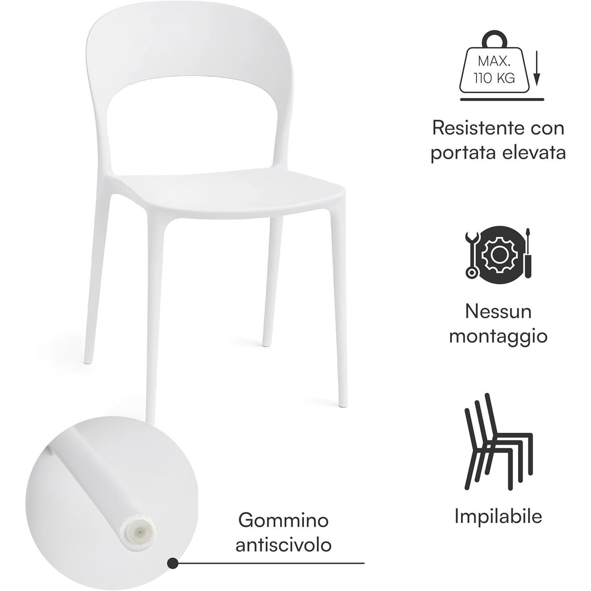 Sedia, BIANCO per seduta – vista dettagliata 20