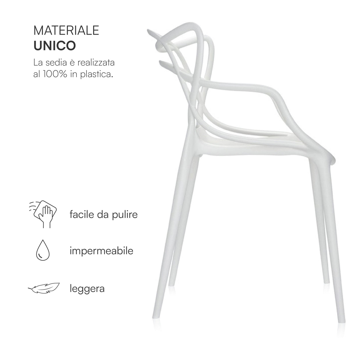 Sedia, BIANCO per seduta – vista dettagliata 23