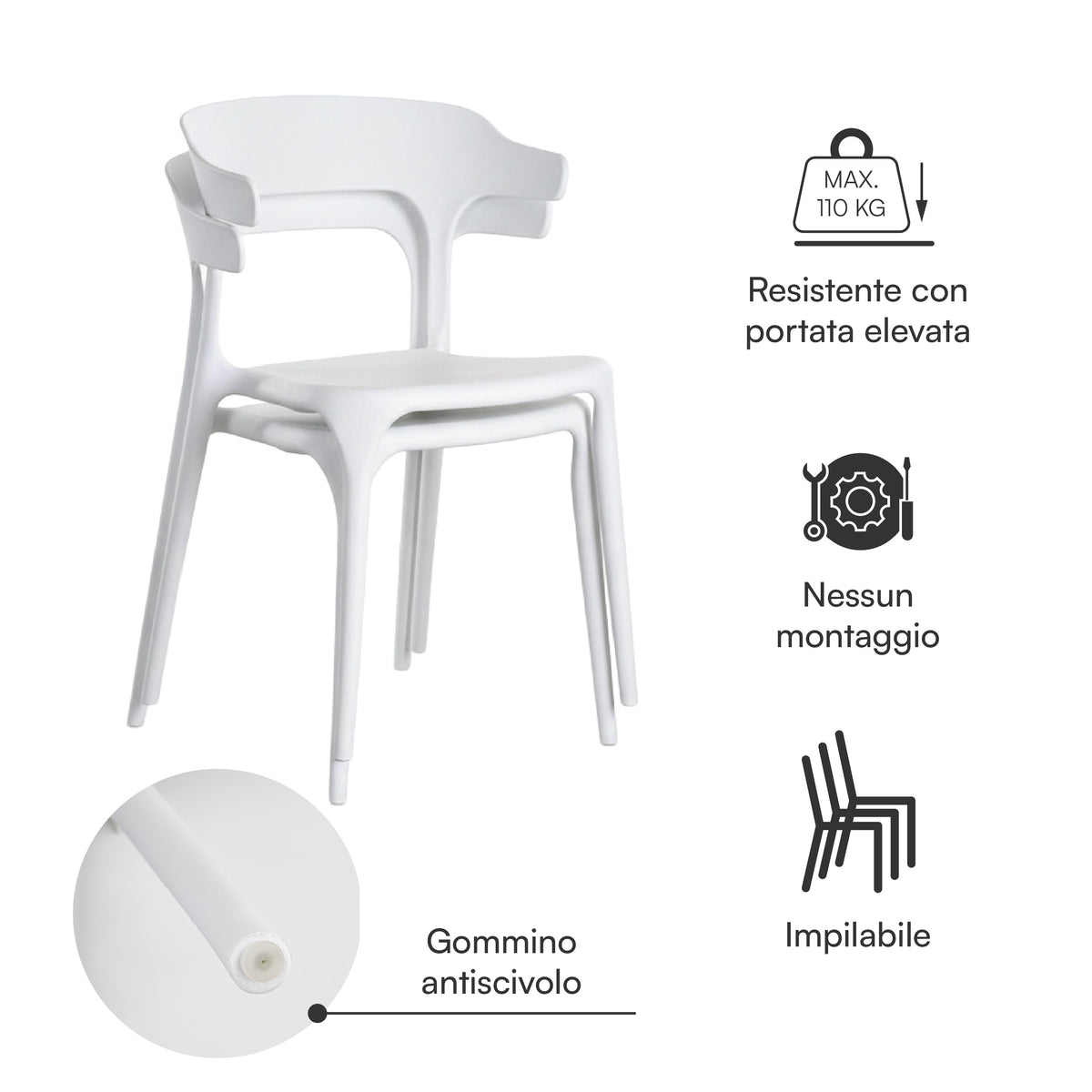 Sedia, BIANCO per seduta – vista dettagliata 33