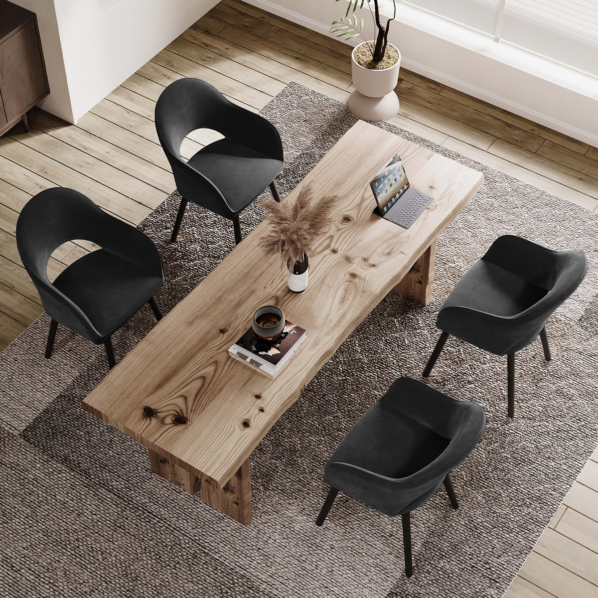 Sedia da pranzo, Grigio Velluto per seduta e soggiorno – vista dettagliata 22