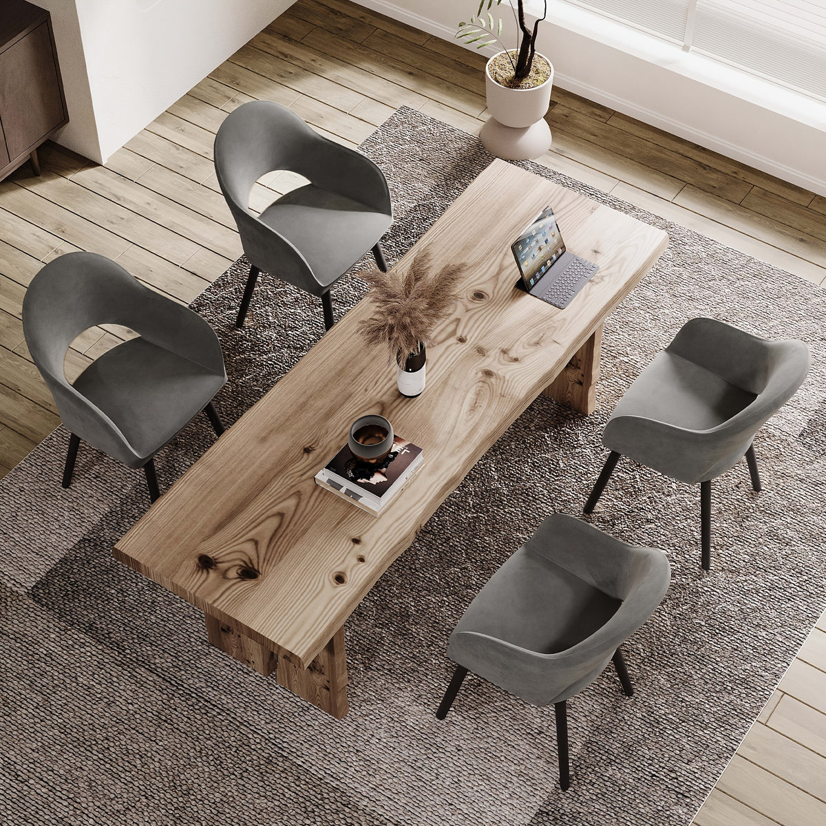 Sedia da pranzo, Grigio Velluto per seduta e soggiorno – vista dettagliata 23