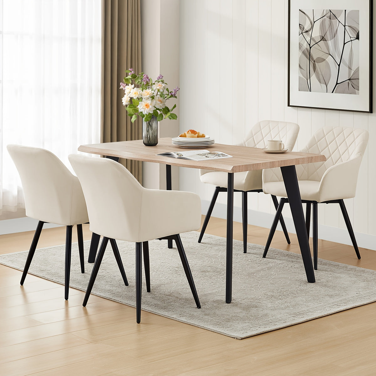 Sedia da pranzo, sedie d'angolo imbottite in velluto con braccioli per casa e seduta – vista dettagliata 9