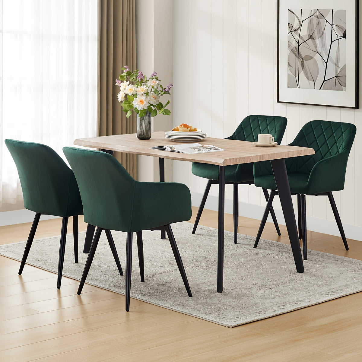 Sedia da pranzo, sedie d'angolo imbottite in velluto con braccioli per casa e seduta – vista dettagliata 10