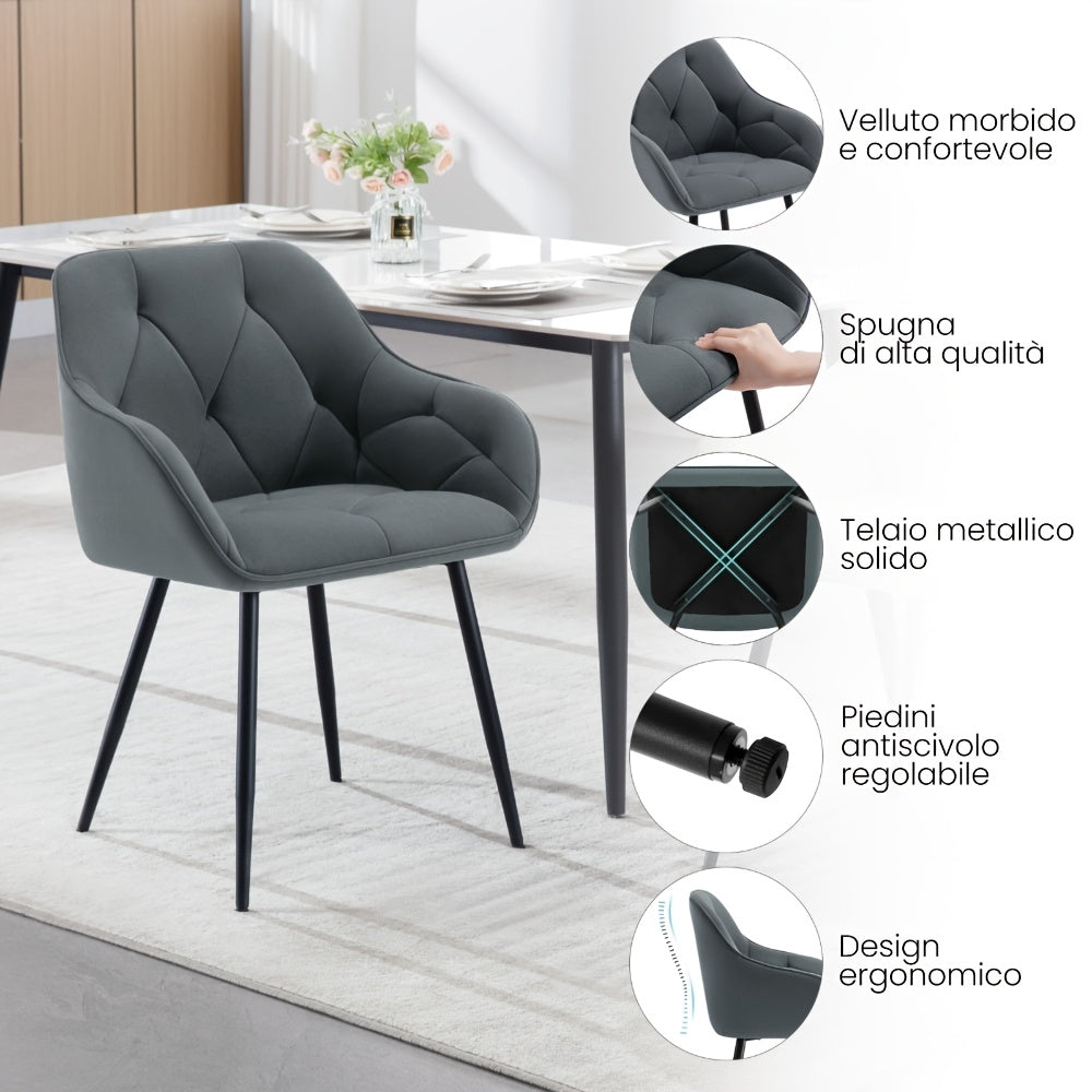 Sedia da pranzo, Verde scuro per casa e cucina – vista dettagliata 6