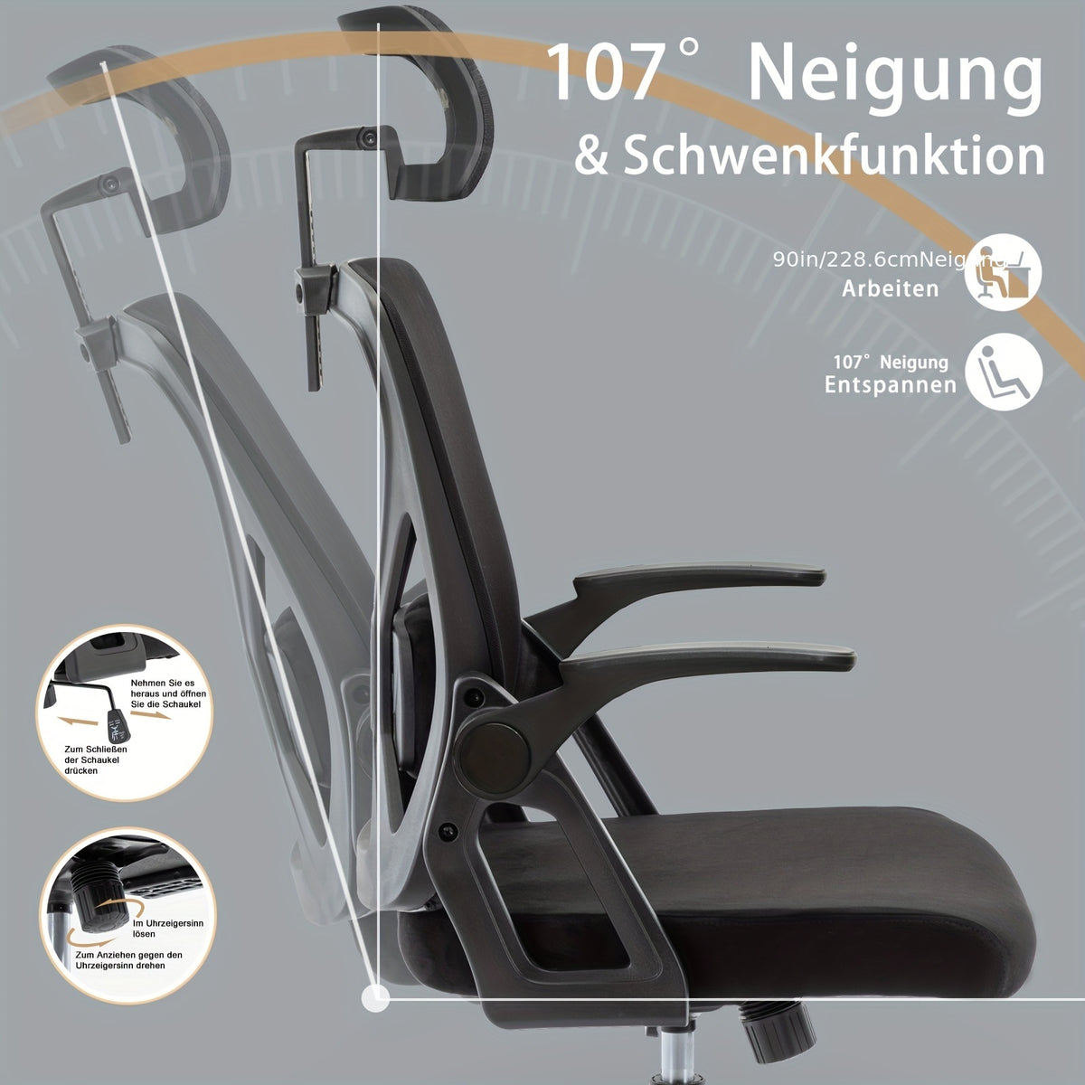 Sedia da ufficio, 150kg per smart working e ufficio – vista dettagliata 5