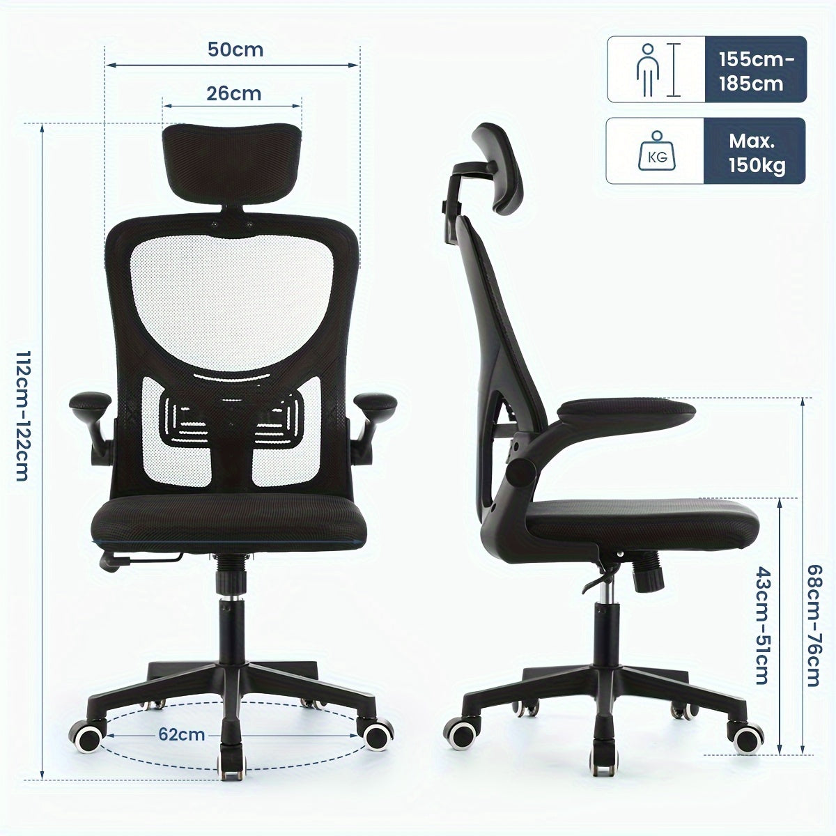 Sedia da ufficio, Bianco e nero per ufficio – vista dettagliata 12