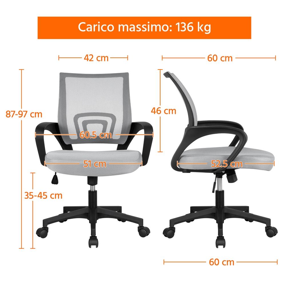Sedia da ufficio, Blu per ufficio e smart working – vista dettagliata 4
