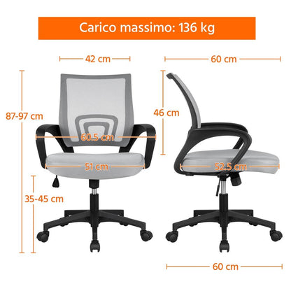 Sedia da ufficio, Blu per ufficio e smart working – vista dettagliata 4