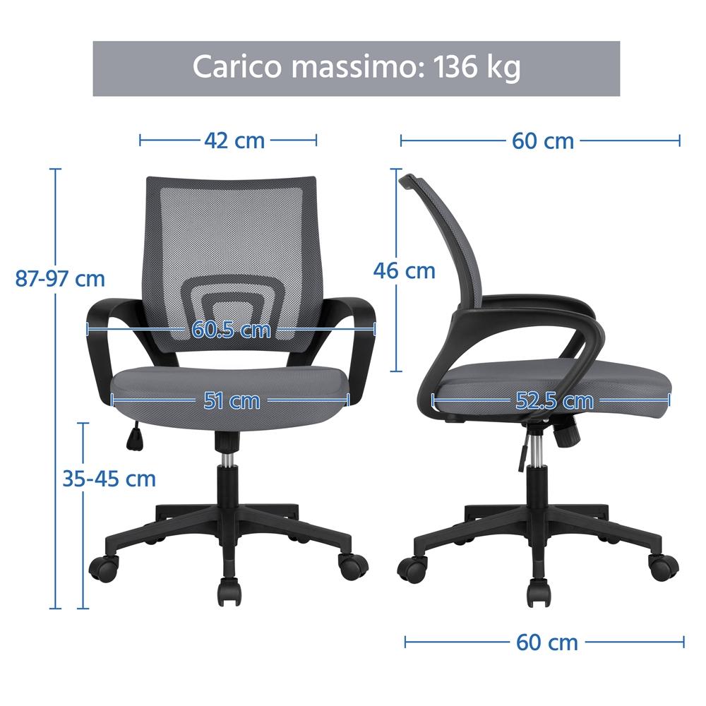Sedia da ufficio, Blu per ufficio e smart working – vista dettagliata 8