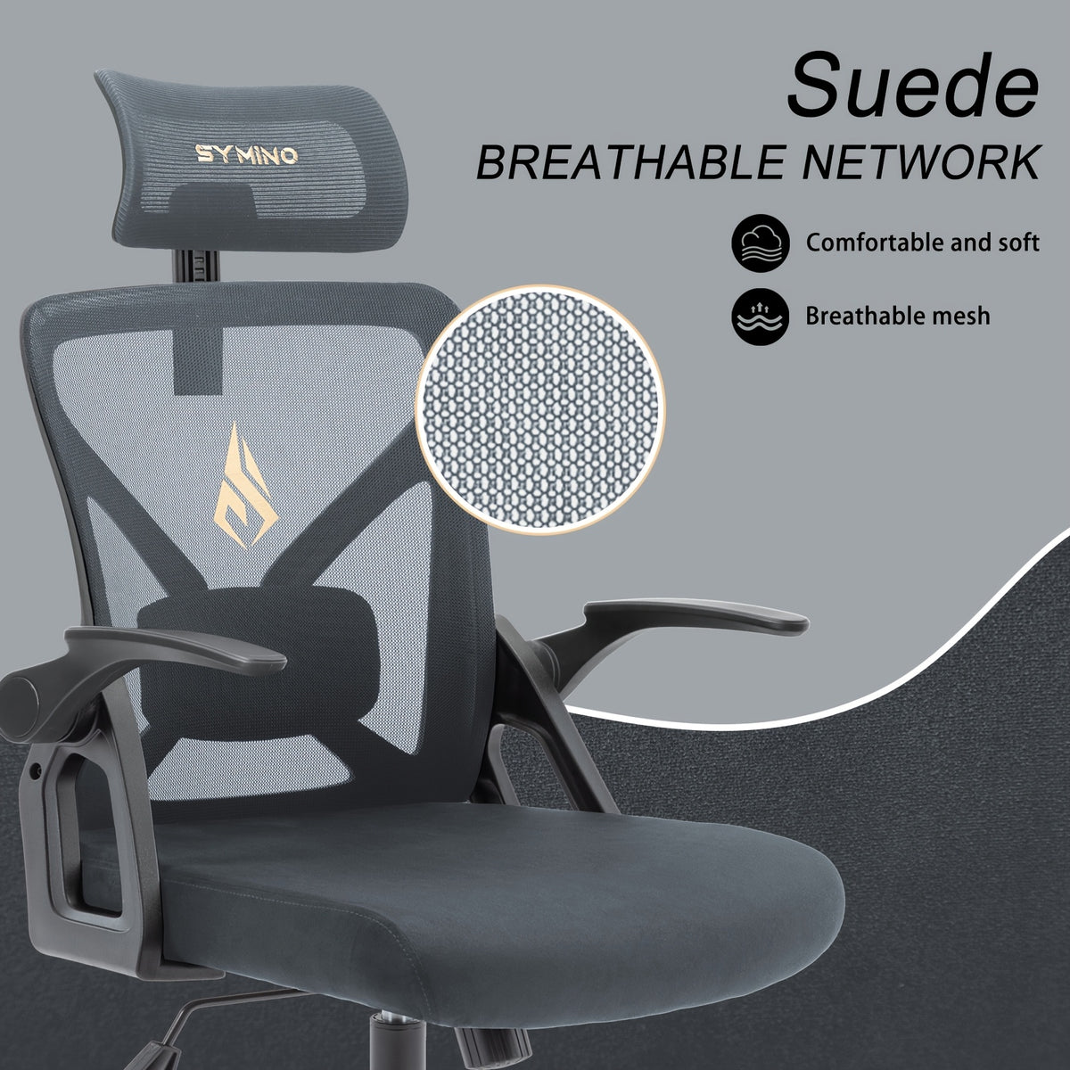 Sedia da ufficio, Grigio per smart working e ufficio – vista dettagliata 4