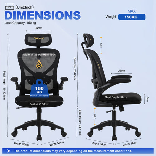 Sedia da ufficio, Nero per smart working e studio a casa – vista principale