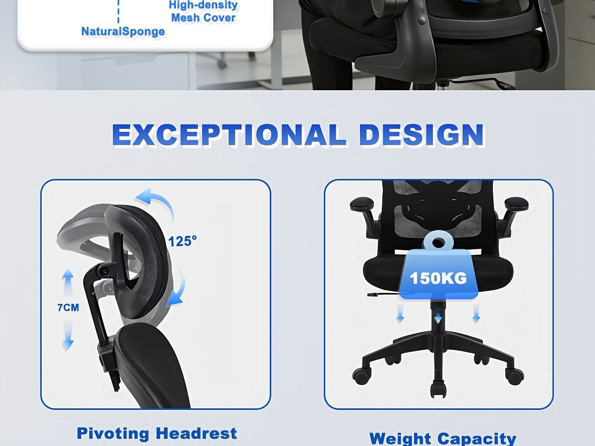Sedia da ufficio, Nero per smart working e studio a casa – vista dettagliata 12