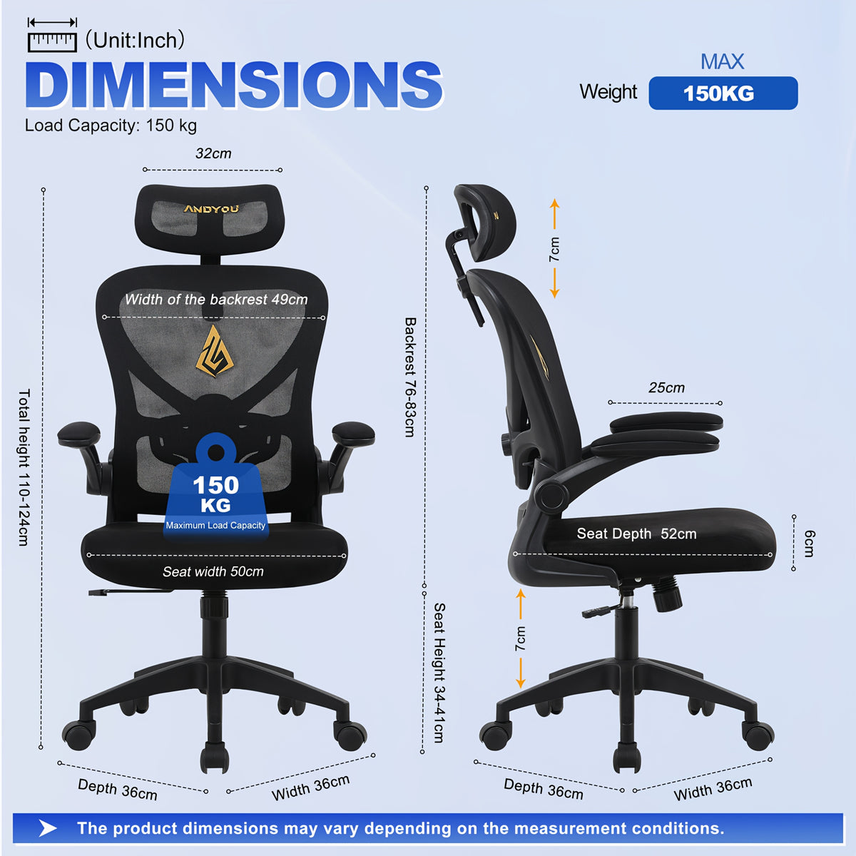 Sedia da ufficio, Nero per ufficio e studio a casa – vista dettagliata 2