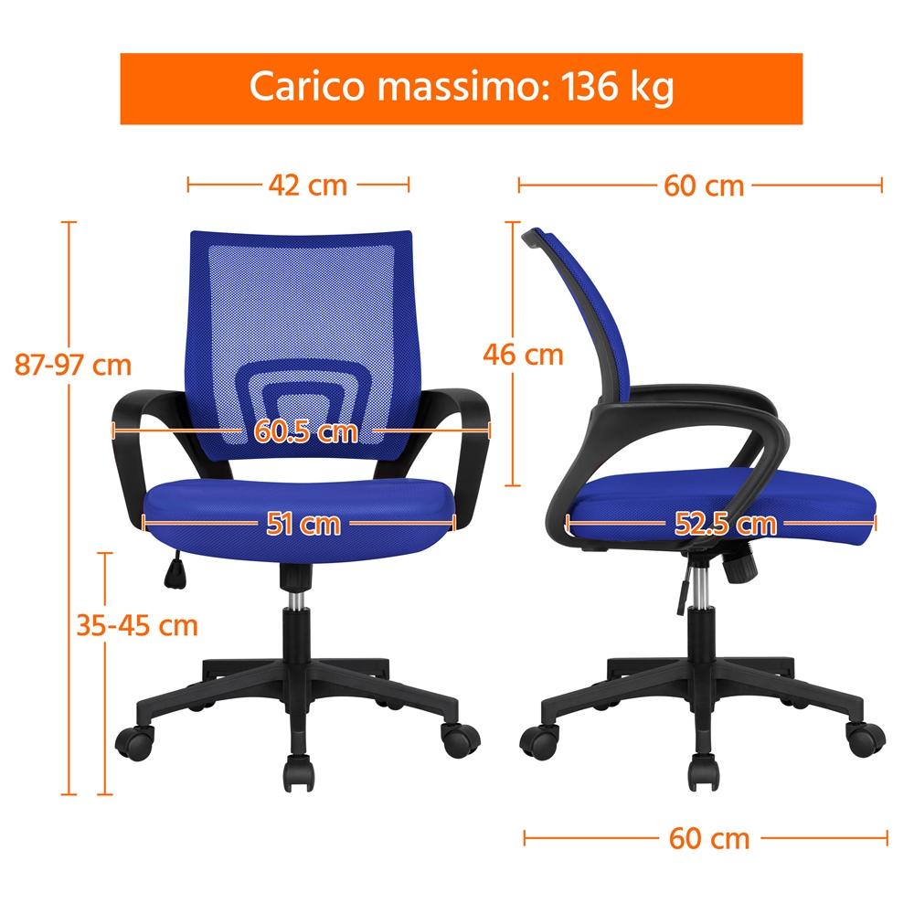 Sedia da ufficio, Viola per smart working e uso quotidiano – vista dettagliata 10