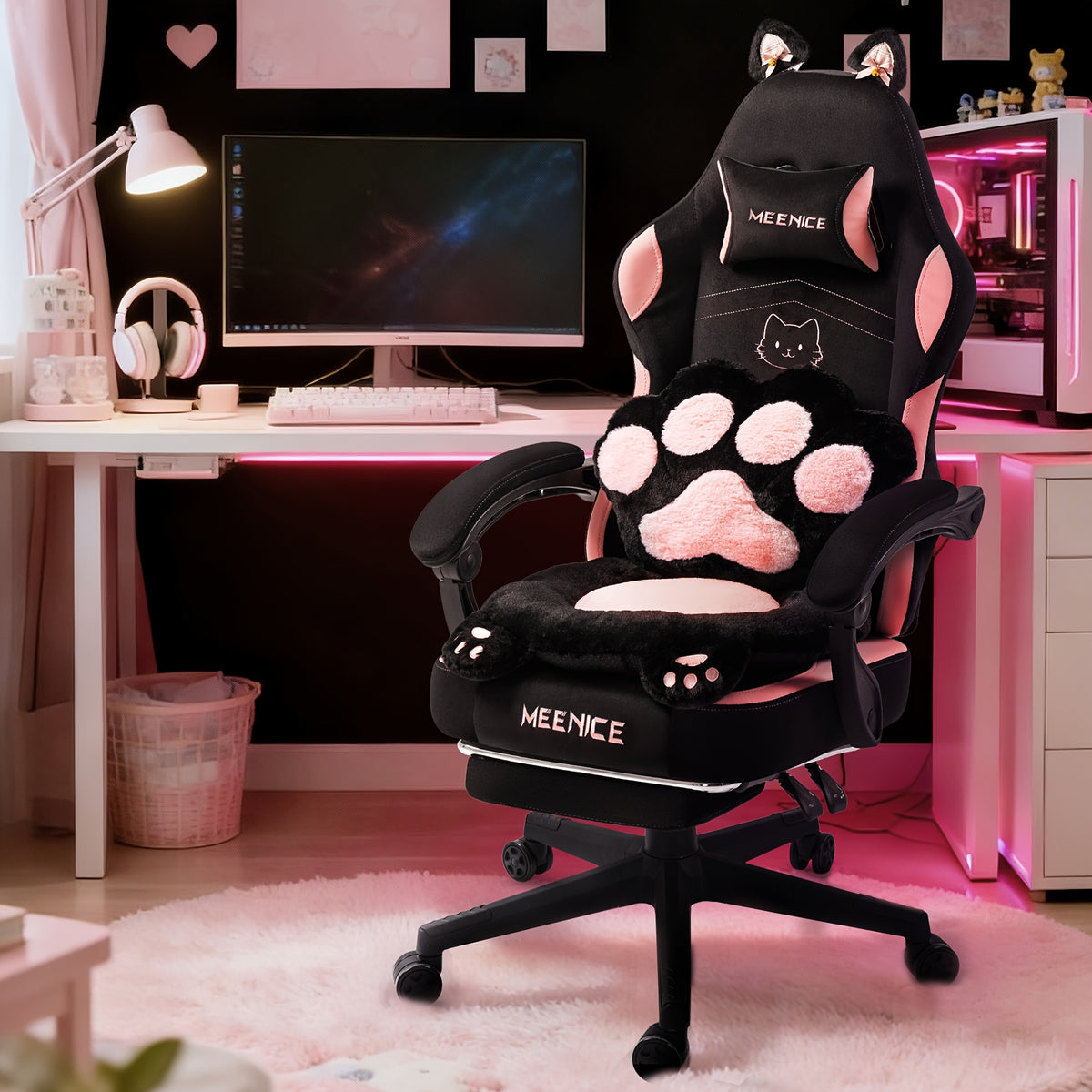 Sedia gaming, Bianco e nero per gaming – vista dettagliata 18