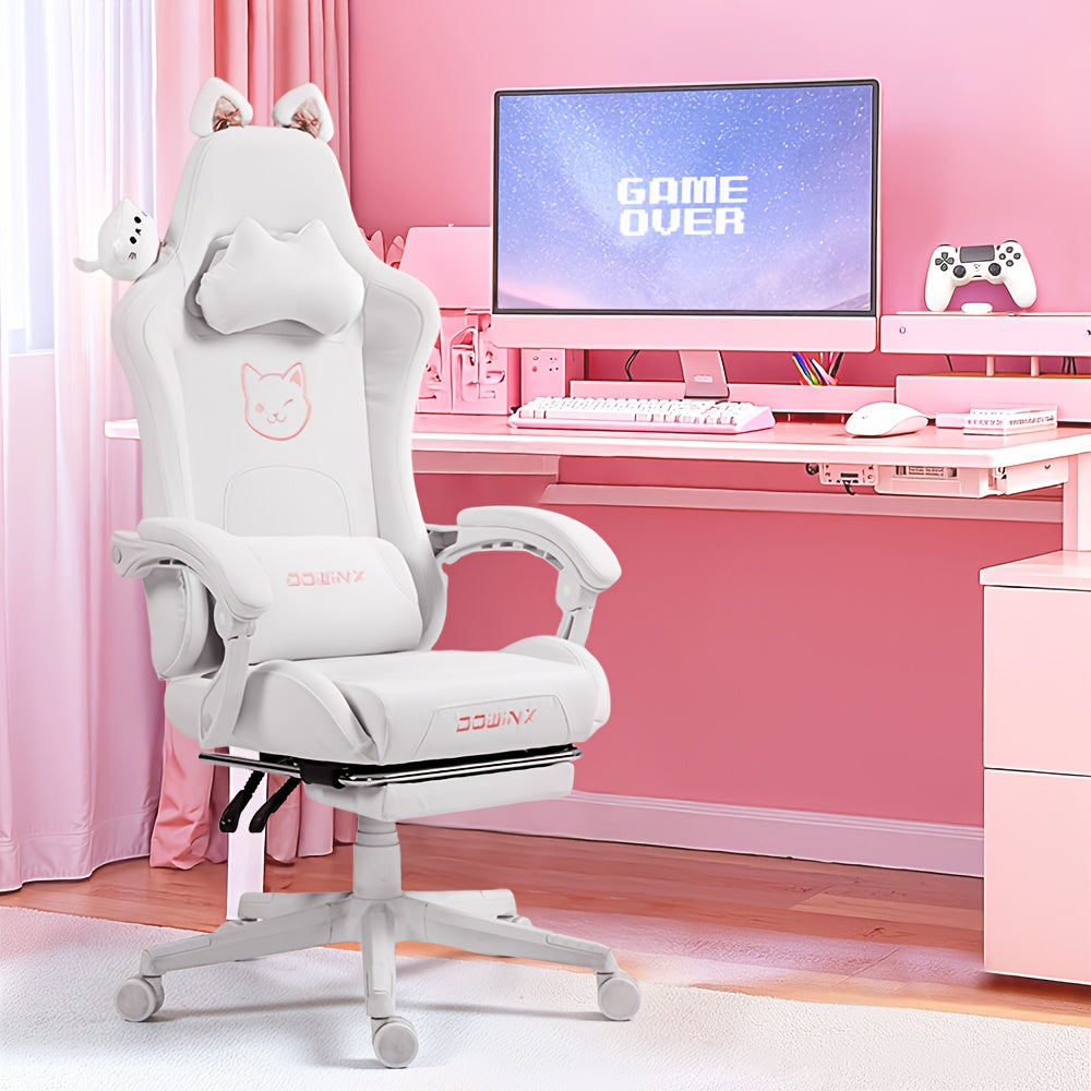 Sedia gaming, Gatto Bianco per gaming e ufficio – vista dettagliata 6