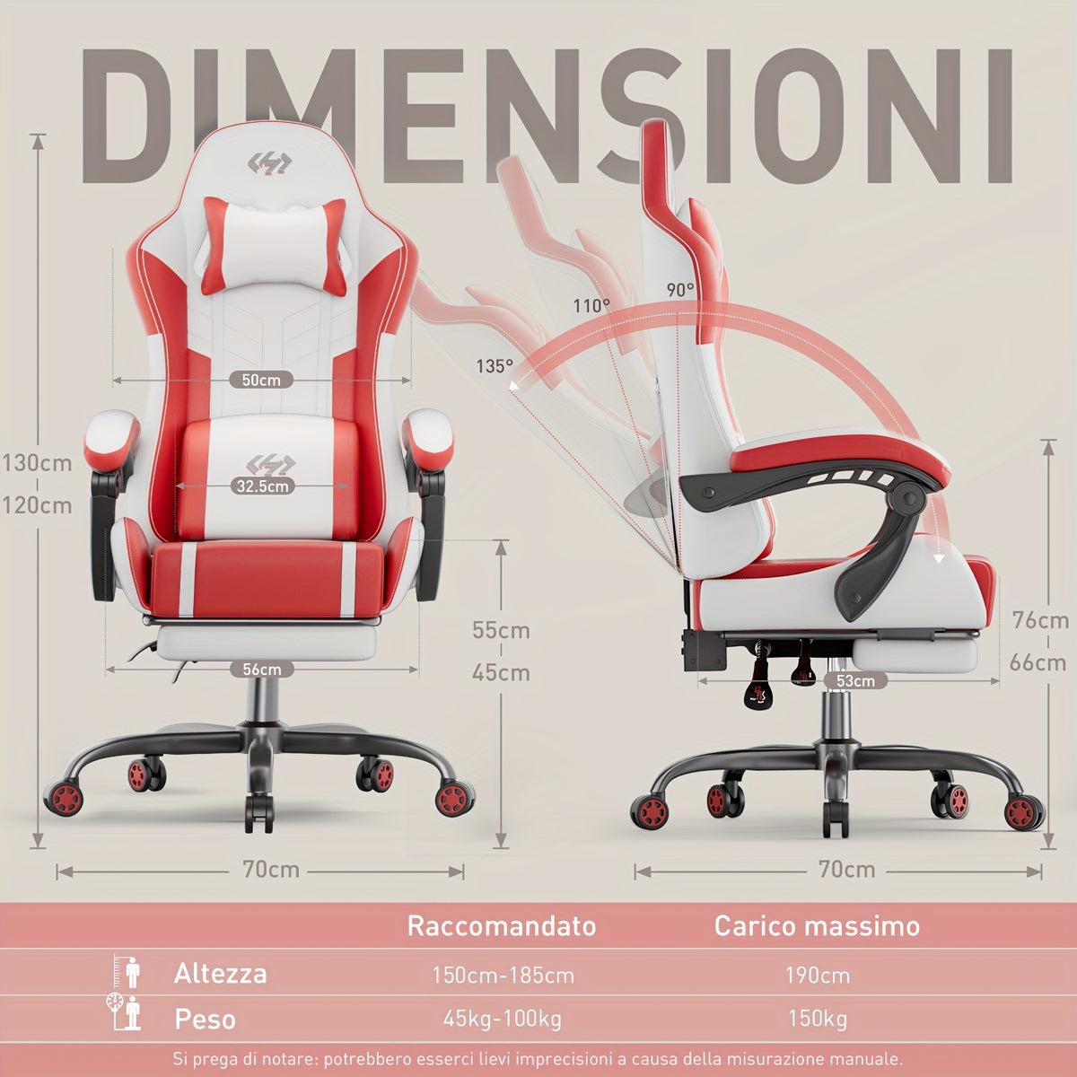 Sedia gaming, Nero rosso per gaming e postazione PC – vista dettagliata 4