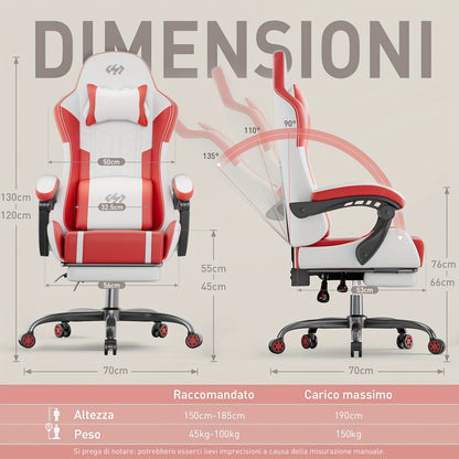 Sedia gaming, Nero rosso per gaming e postazione PC – vista dettagliata 4