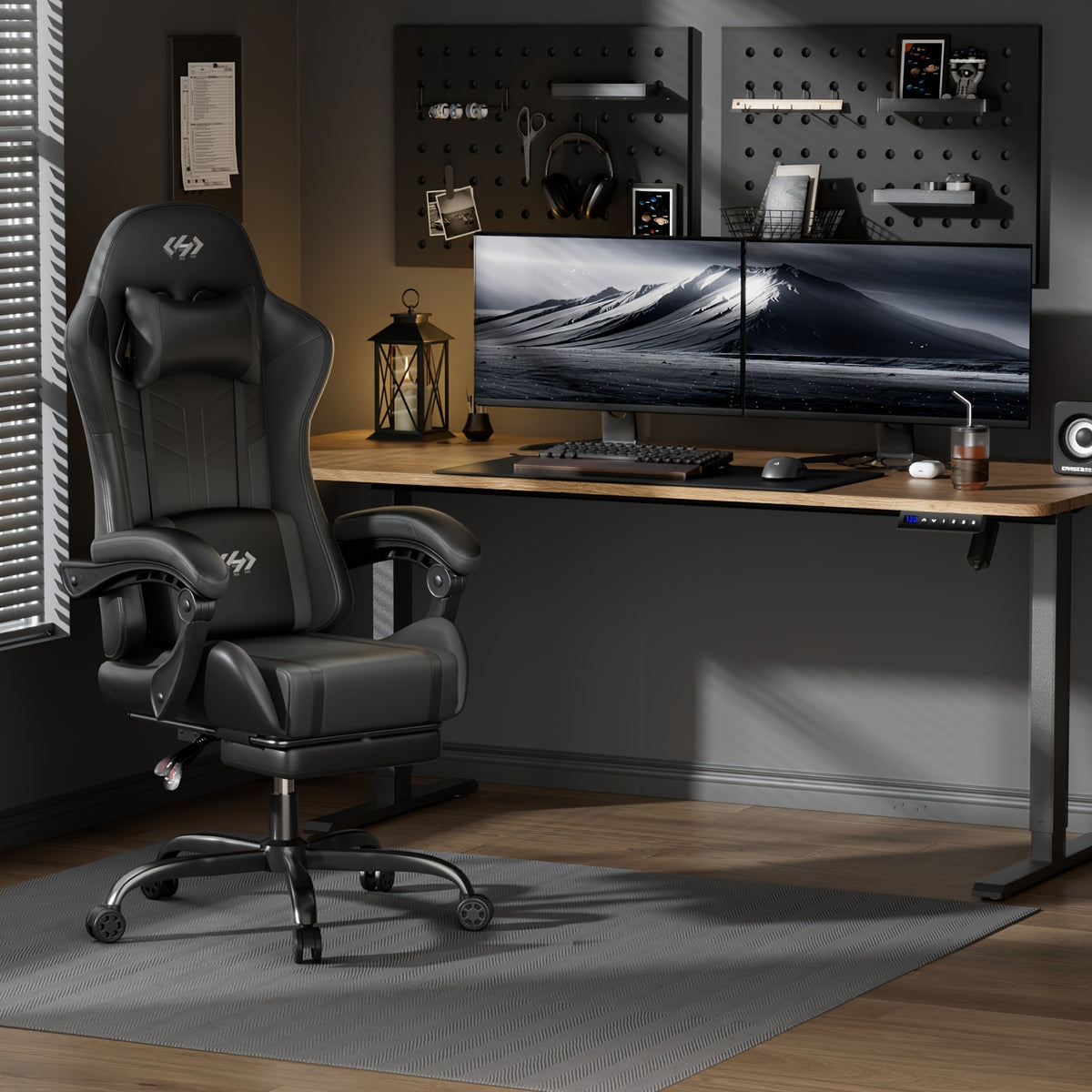 Sedia gaming, Nero rosso per gaming e postazione PC – vista dettagliata 8
