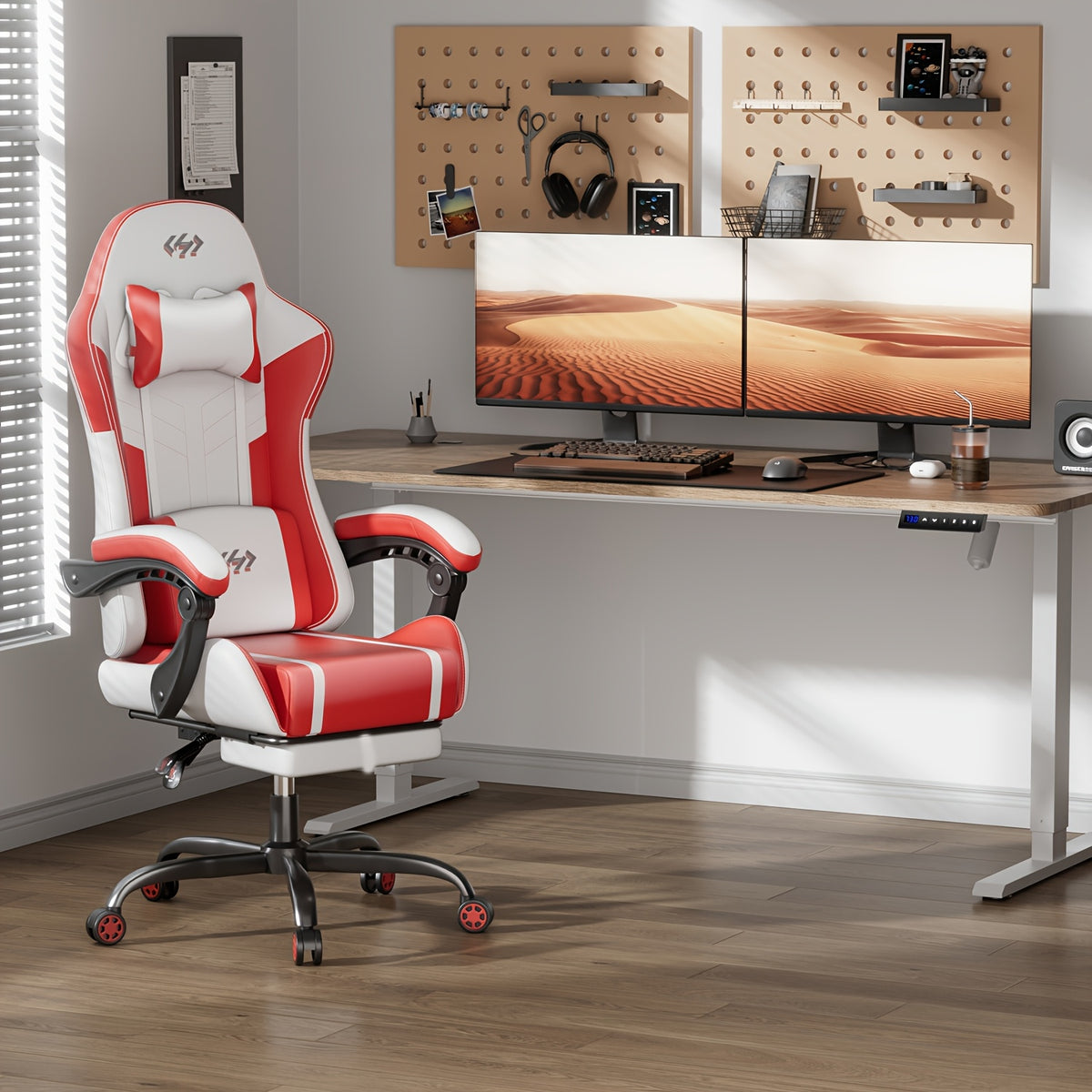 Sedia gaming, Nero rosso per gaming e postazione PC – vista dettagliata 15