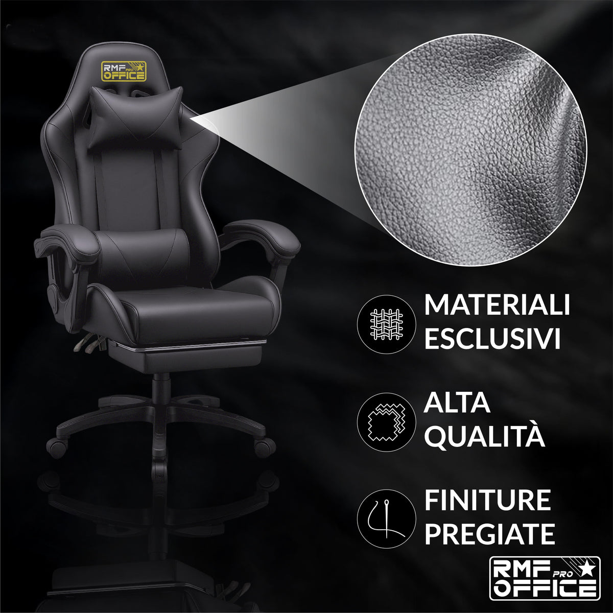Sedia gaming, regolabile per postazione PC – vista dettagliata 2