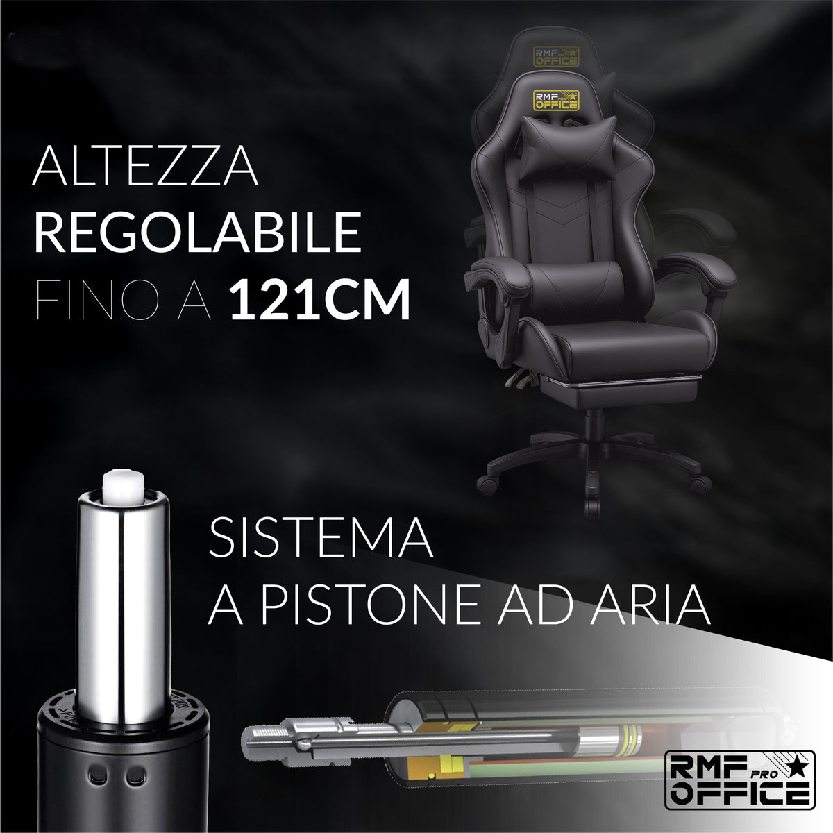 Sedia gaming, regolabile per postazione PC – vista dettagliata 4