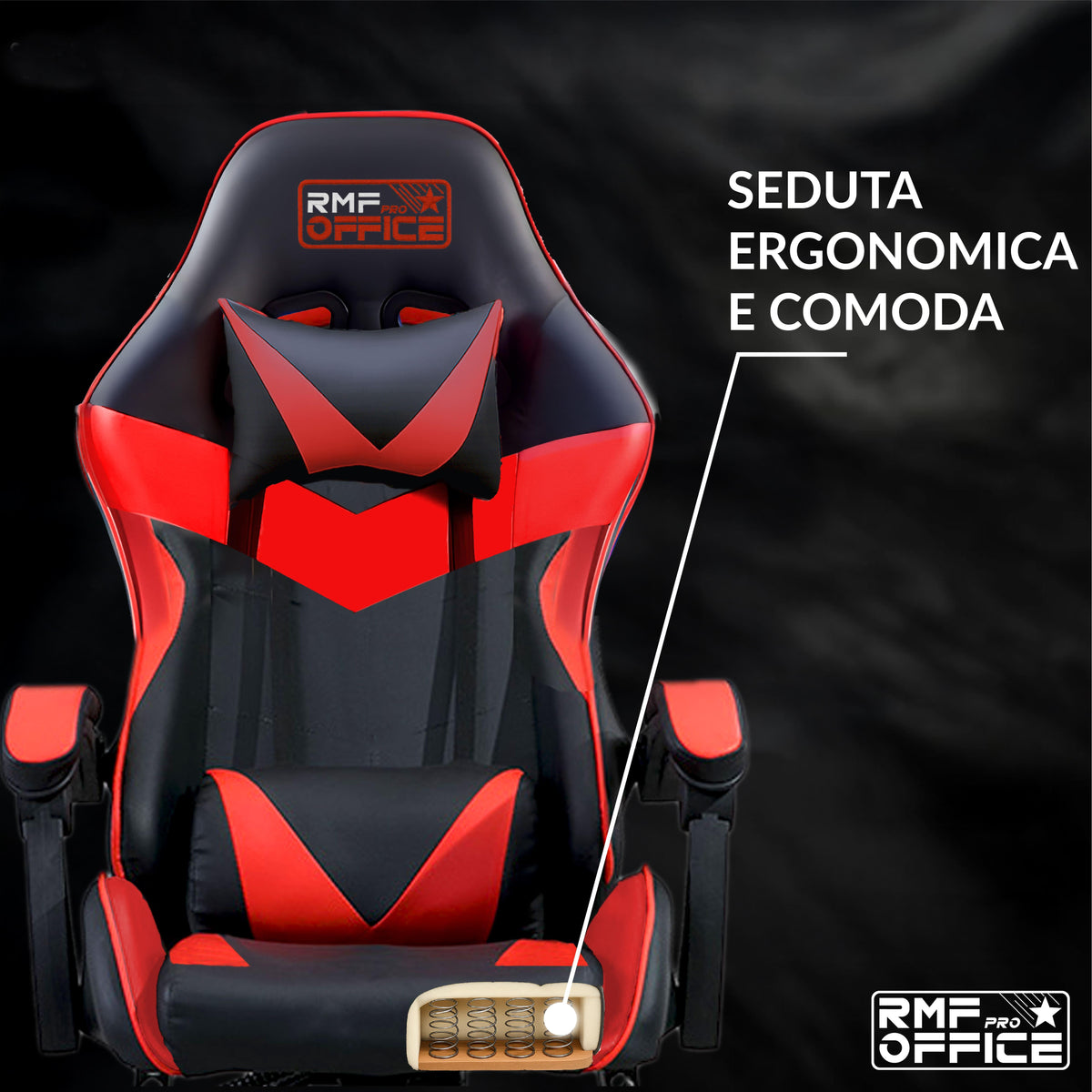 Sedia gaming, regolabile per postazione PC – vista dettagliata 12