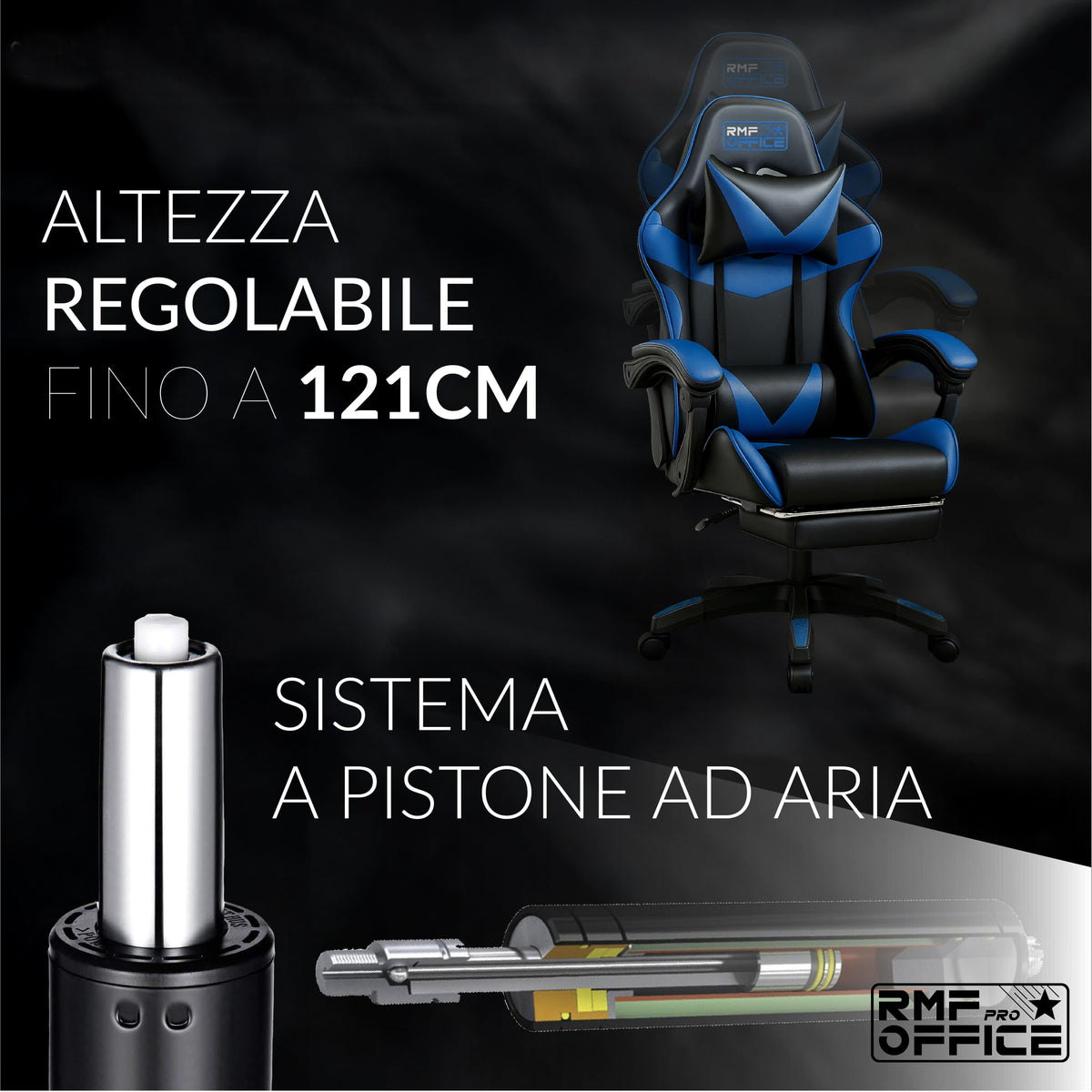 Sedia gaming, regolabile per postazione PC – vista dettagliata 21