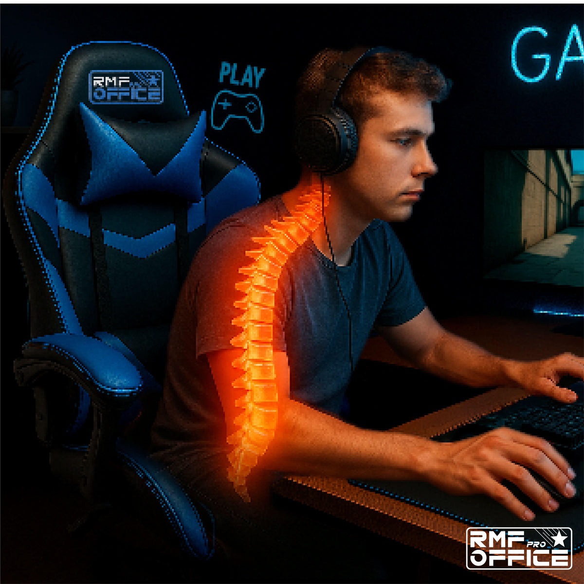 Sedia gaming, regolabile per postazione PC – vista dettagliata 26