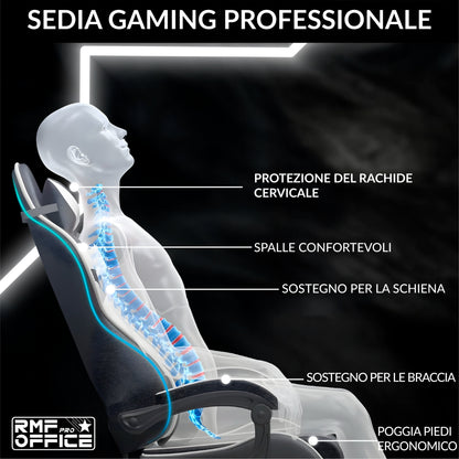 Sedia gaming, regolabile per postazione PC – vista dettagliata 30