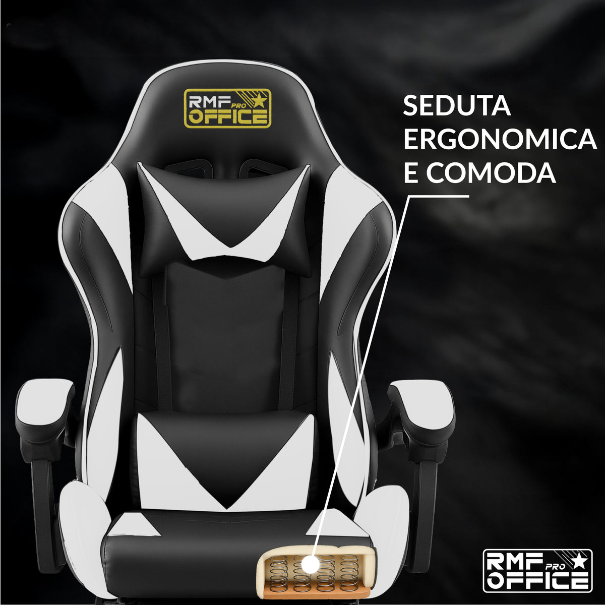 Sedia gaming, regolabile per postazione PC – vista dettagliata 32