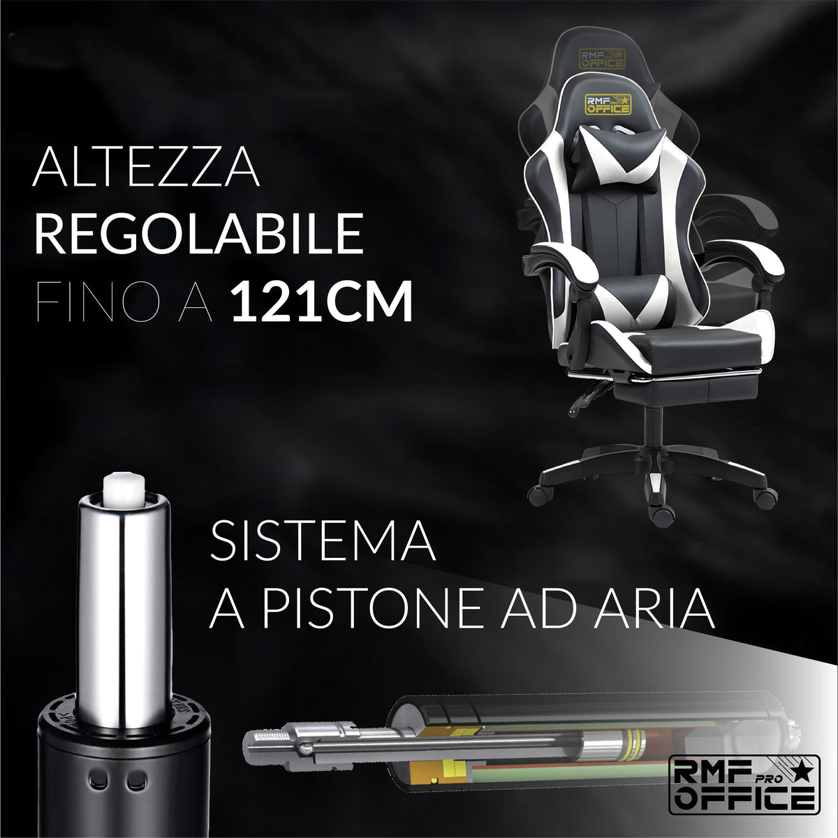 Sedia gaming, regolabile per postazione PC – vista dettagliata 33