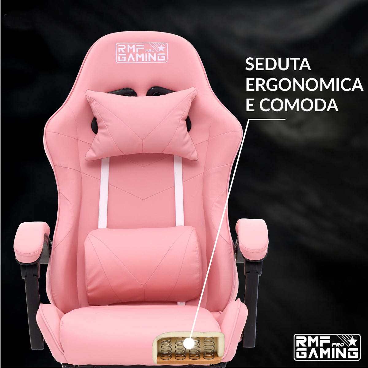 Sedia gaming, regolabile per postazione PC – vista dettagliata 41