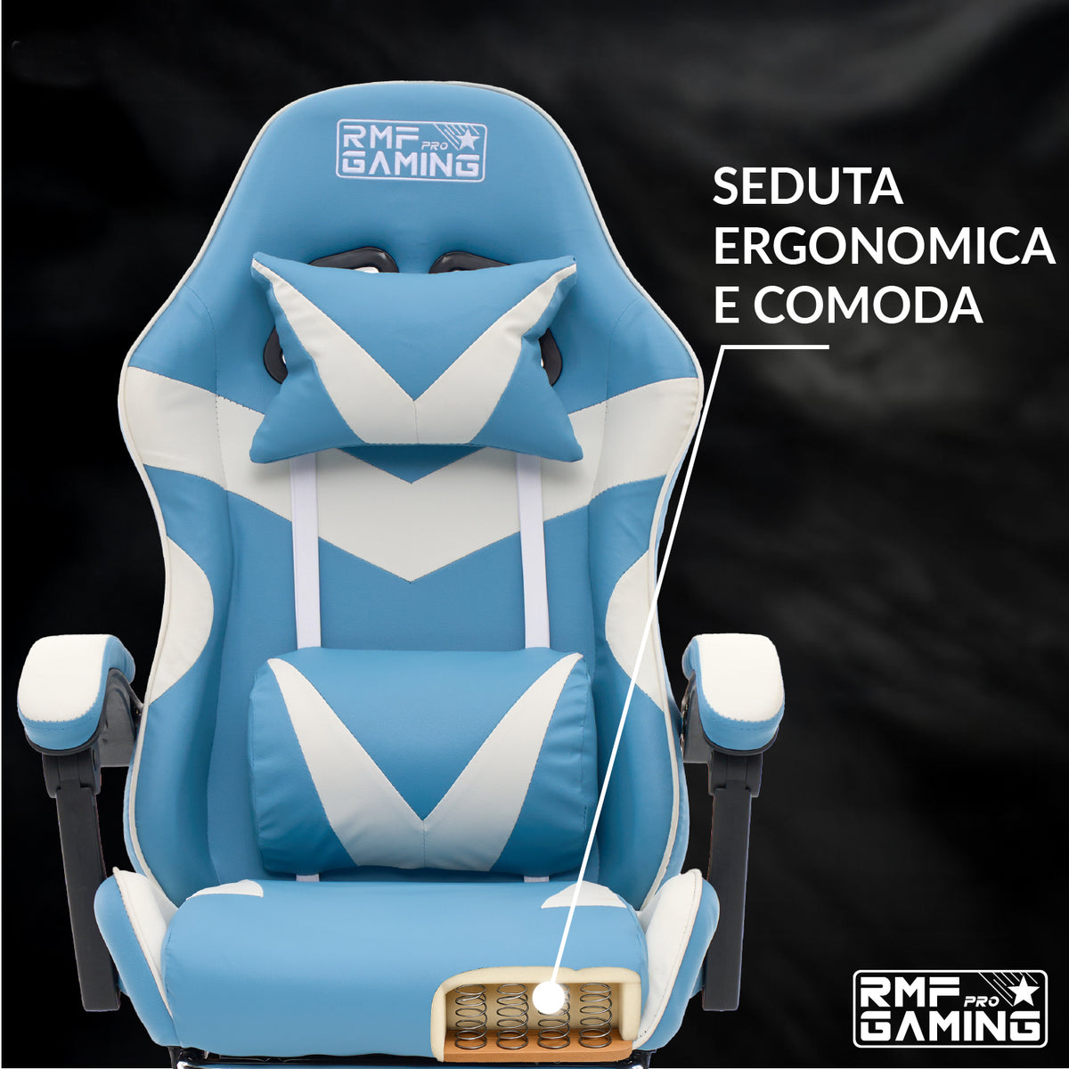 Sedia gaming, regolabile per postazione PC – vista dettagliata 54