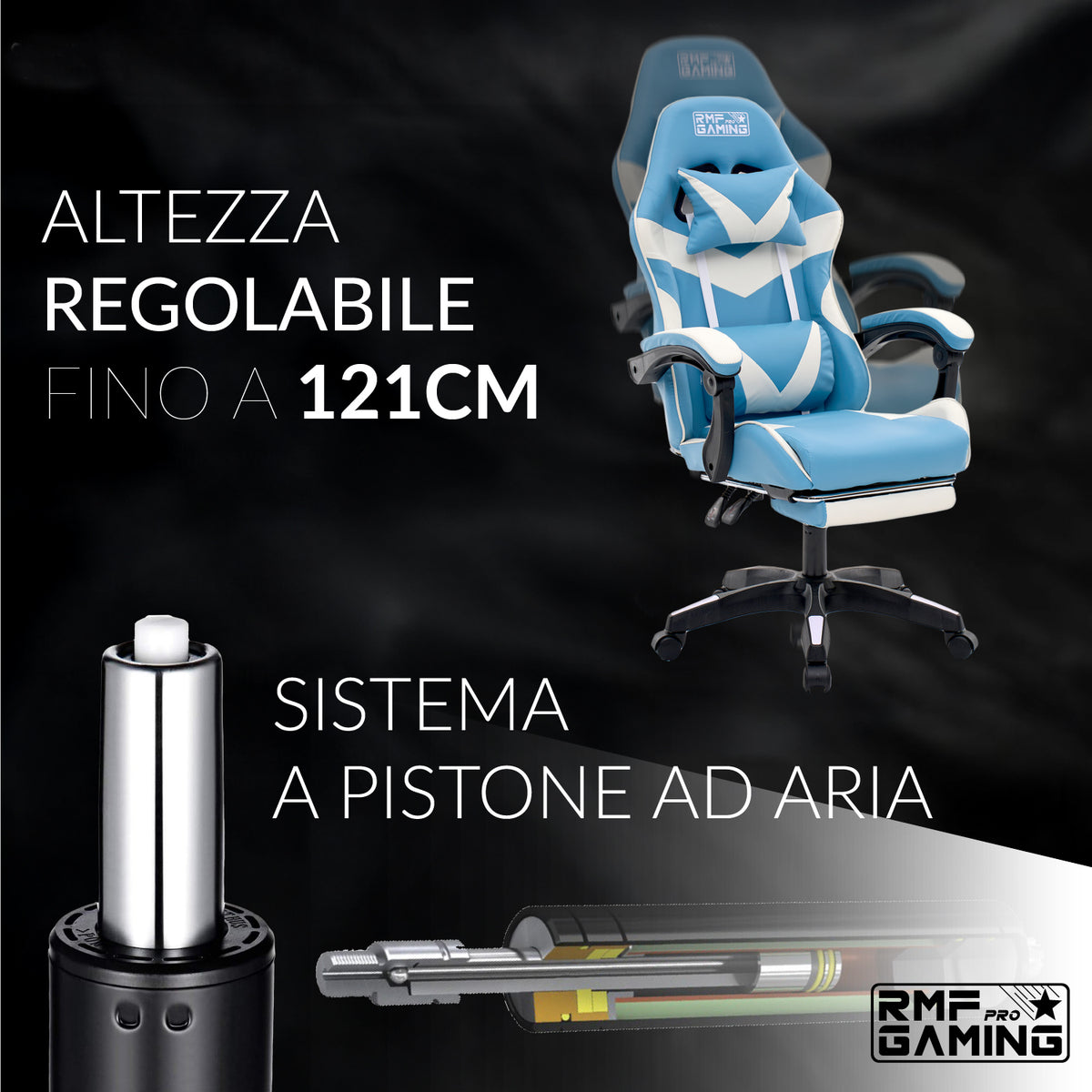 Sedia gaming, regolabile per postazione PC – vista dettagliata 55