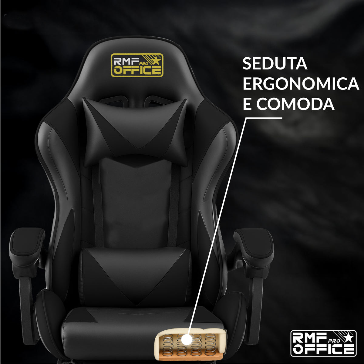 Sedia gaming, regolabile per postazione PC – vista dettagliata 59